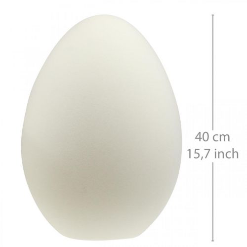 Floristik24 Velykinis kiaušinis didelis kreminis dekoratyvinis kiaušinis flokuotas vitrinos dekoravimas 40cm
