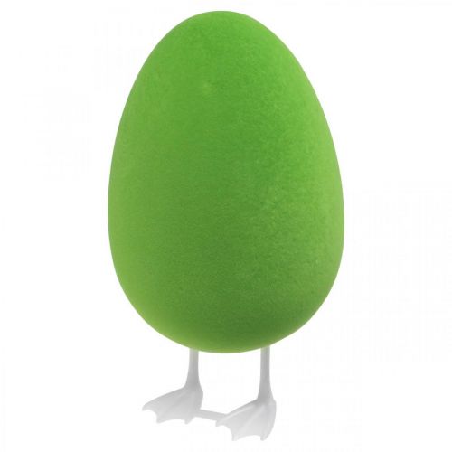 daiktų Velykinis kiaušinis su kojomis dekoratyvinis kiaušinis žalias flokuotas Vitrinų dekoravimas Velykos H25cm