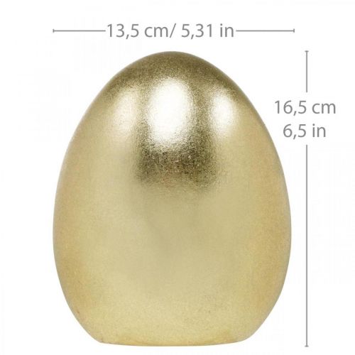 Keraminis kiaušinis auksinis, kilnus Velykų papuošimas, dekoratyvinis objektas kiaušinis metalinis H16,5cm Ø13,5cm