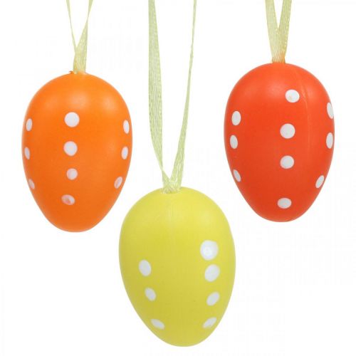 daiktų Mini Velykinis margutis pakabinimui taškuotas geltonas, raudonas, oranžinis H4cm 24 vnt