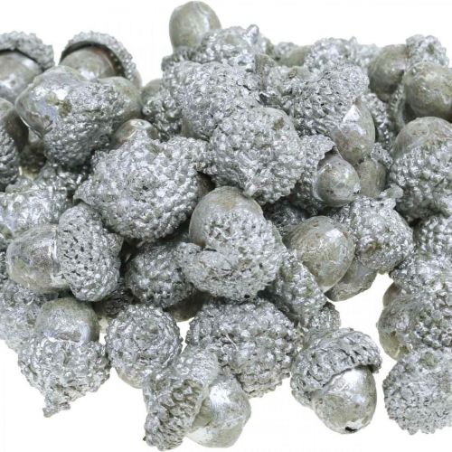 daiktų Dekoratyvinės gilės sidabrinės, Advento puošmena, natūralūs rudens vaisiai, sodyba Ø1,5 - 2,5cm L1,5 - 3cm 300g