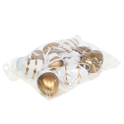 Floristik24 Kiaušiniai pakabinti balti, rudi 4cm - 6cm 12vnt