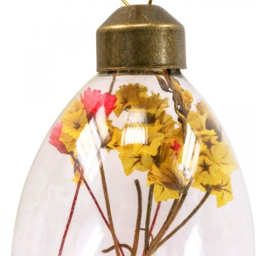 Floristik24 Kabantys margučiai, džiovintos gėlės, velykiniai margučiai, stiklo dekoracijos pavasariui H6,5cm, 6 vnt.