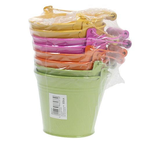 Floristik24 Kibiras su rankena spalvingas Ø12cm H10cm 8 vnt