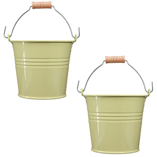 daiktų Metalinis kibiras vazono rankena žalia-geltona 20x17,5x16cm 2vnt