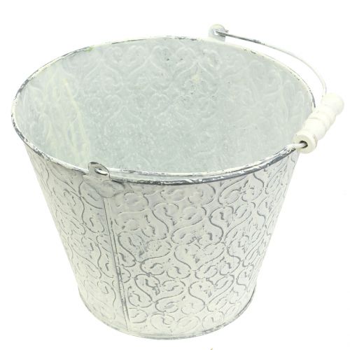 Floristik24 Cinko kibiras su dekoratyviniu kremu skalbtas Ø22cm H17cm