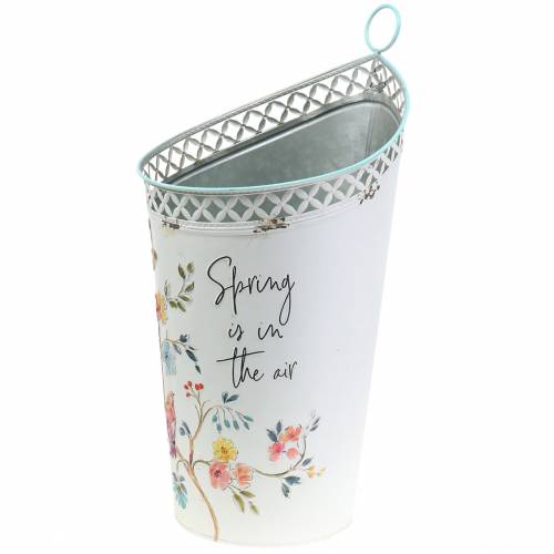 Floristik24 Dekoratyvinis kibiras su gėlėmis ir užrašu metalinis Ø27cm H50.5cm