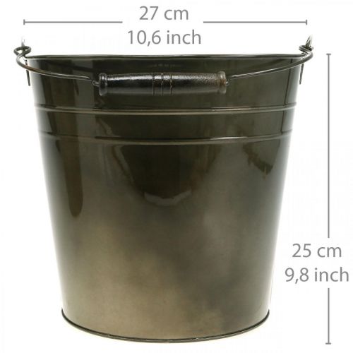Floristik24 Metalinis indas, augalų kibiras, metalinė apdaila Ø27cm H25cm
