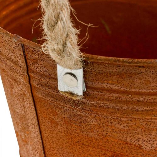 daiktų Metalinis vazonas su rankenomis, žolelių vazonas, rūdžių dekoravimas Ø16,5cm H15cm