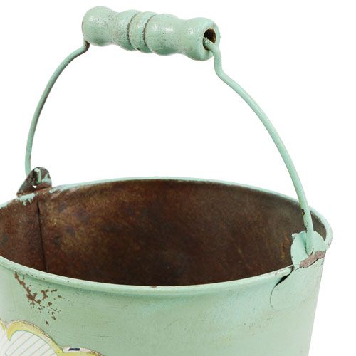 Floristik24 Dekoratyvinis kibiras antikvarinis su motyvu Ø13.5cm H14.5cm