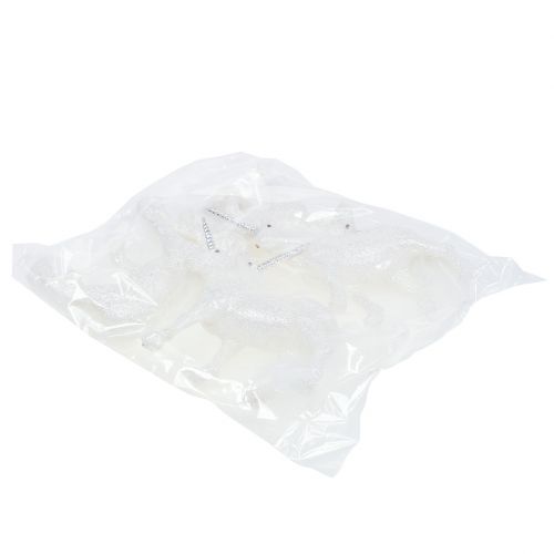 Floristik24 Vienaragis 12,5cm baltas su blizgučiais 4 vnt