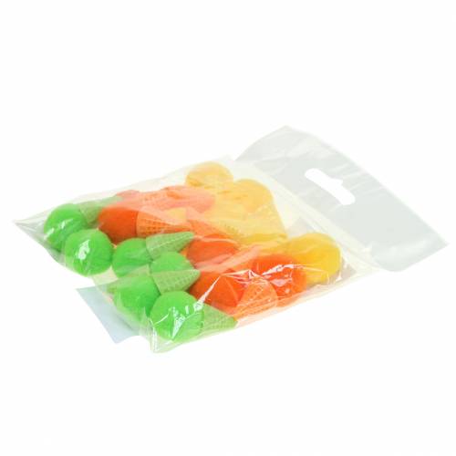 daiktų Ledai vafliniame dirbtiniame žalia, geltona, oranžine asorti 3,5cm 18 vnt.