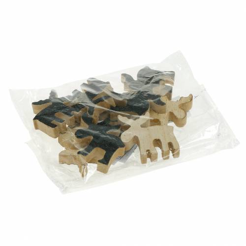 daiktų Kalėdinė sklaidos dekoracija briedžio medžio juodi blizgučiai 5×5,5cm 12 vnt