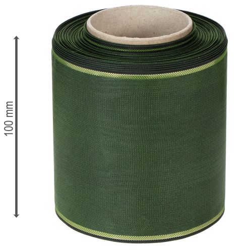 daiktų Elegantiška muaro žalia vainiko juostelė su auksiniu kraštu, 100 mm x 25 m, laidotuvių floristikai ir dekoravimui