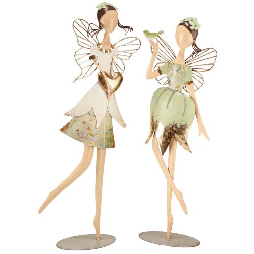 Floristik24 Elf Figūros Metalinė Dekoracija Širdelės Paukštis H55cm/60cm 2vnt