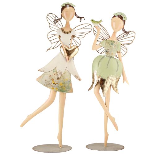 Floristik24 Elf Figūros Metalinė Dekoracija Širdelės Paukštis H55cm/60cm 2vnt