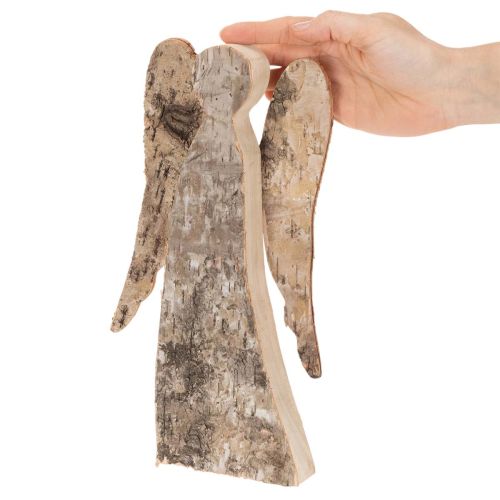 Angelo figūrėlė, pagaminta iš medžio su beržo žieve, 30 cm | Floristik24.lt