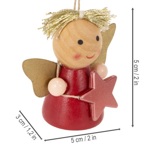 Dekoratyvinis angelo pakabukas su žvaigžde pakabinimui, 5 cm, 9 dalys | Floristik24.lt