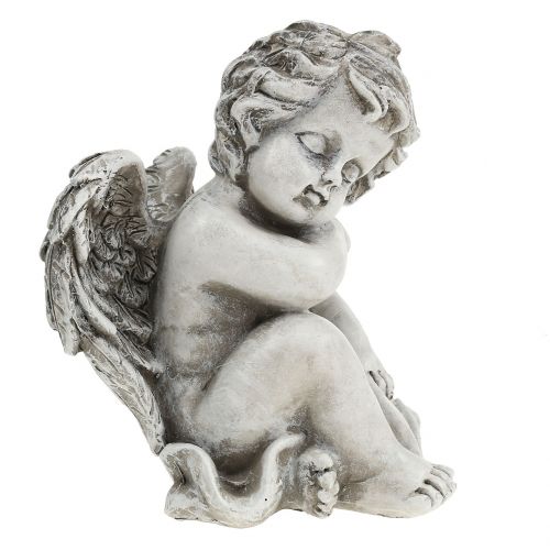 Floristik24 Memorialinė figūrėlė miegantis angelas pilkas 16cm 2 vnt