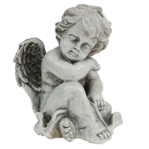 daiktų Memorialinė figūrėlė miegantis angelas pilkas 16cm 2 vnt