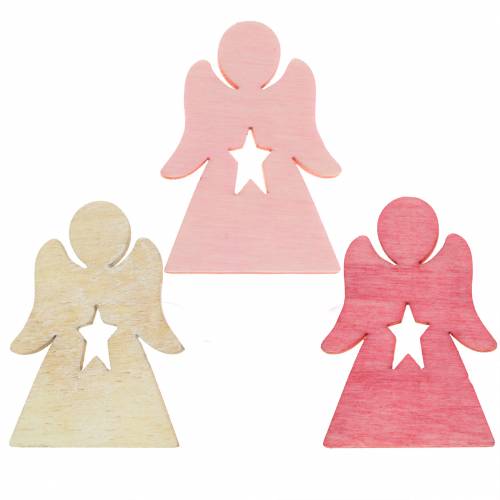 Medinis angelas rožinės, rožinės, baltos spalvos sklaidymui 4cm 72 vnt