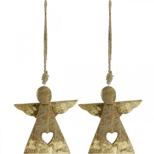 Floristik24 Deco angelo mango medžio deko figūrėlė pakabinimui 13 × H13,5cm 2vnt