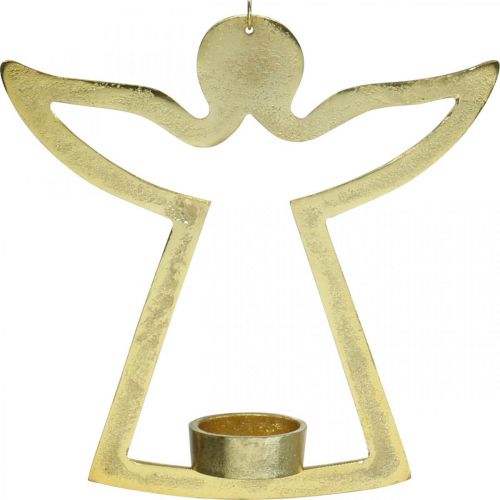 daiktų Dekoratyvinis angelas, arbatinės žvakidės laikiklis pakabinti, metalinė apdaila auksinė H20cm