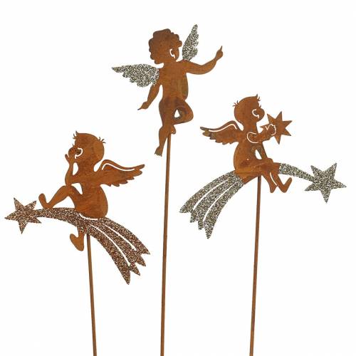 Floristik24 Dekoratyvinis kištukas angelas nerūdijančio plieno blizgantis metalas H24-25cm 12vnt