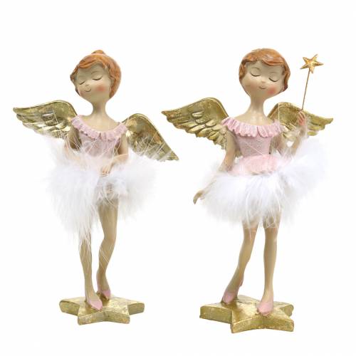 daiktų Deco balerina angel rožinė, auksinė Ø11,5 H15cm 2vnt