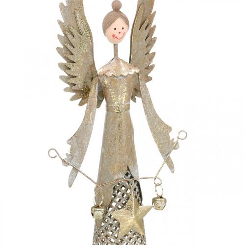 Floristik24 Dekoratyvinė angelo figūrėlė su girlianda Kalėdinis metalas 13 × 8,5cm H40cm