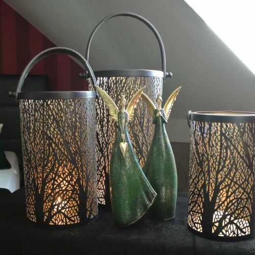 Floristik24 Deco figūrėlė angelas žalias kalėdinis angelas su auksine širdele H41cm
