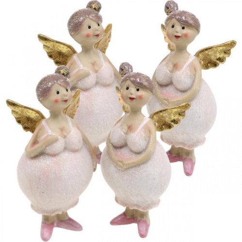 Floristik24 Stalo puošmena angelo rožinė dekoravimo figūrėlė Kalėdos 4,5 × 3,5 × 9,5 cm 4 vnt.