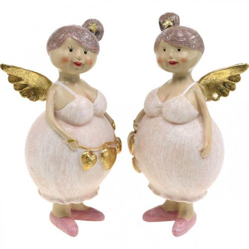 Floristik24 Rožinis angelas su širdelės puošmena Kalėdinė 9 × 8 × 19,5cm 2vnt