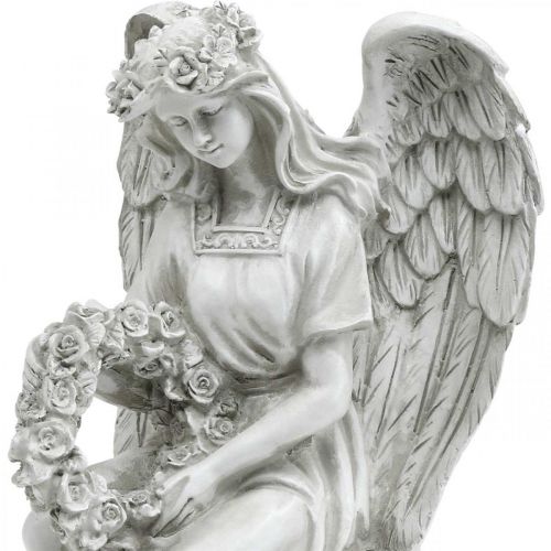 Floristik24 Kapo angelas su vainiku Sėdintis angelas H32cm