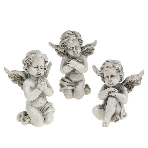Floristik24 Angelų figūrėlės pilkos 9cm 3 vnt