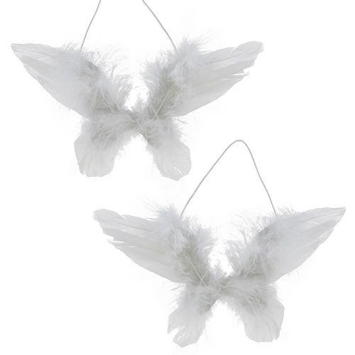 Floristik24 Angelo sparnai pakabinti balti 16cm 4vnt