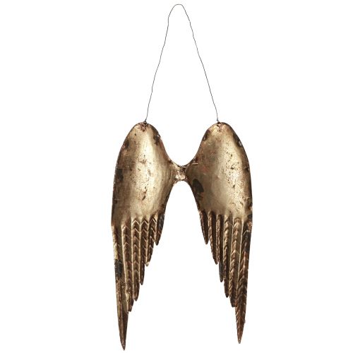 daiktų Angelo sparnai, skirti pakabinti metalinį senovinį, atrodo auksiniai 24×37cm