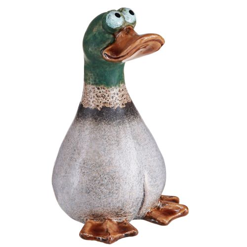 Floristik24 Ducks dekoratyvinis keraminis rudas žalias sėdimas H17,5cm 2 vnt