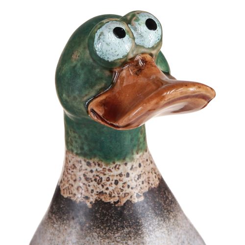 Floristik24 Ducks dekoratyvinis keraminis rudas žalias sėdimas H17,5cm 2 vnt