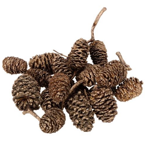 Alksnio kankorėžiai, natūralus produktas dekoravimui ir rankdarbiams, aukso spalvos, 3 cm, 300 g