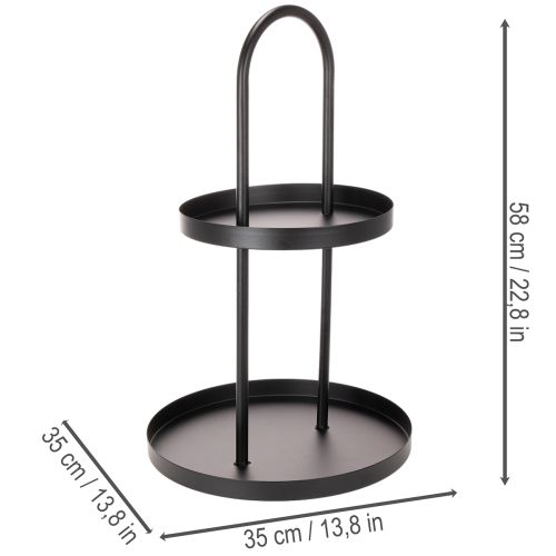 Metalinis dviejų aukštų apvalus dekoratyvinis padėklas 58 cm | Floristik24.lt