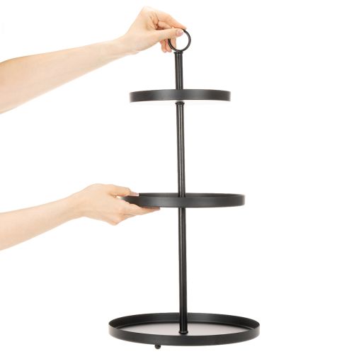 Trijų pakopų metalinis apvalus serviravimo stovas, skirtas daugiapakopiam stalo papuošimui, 61 cm | Floristik24.lt