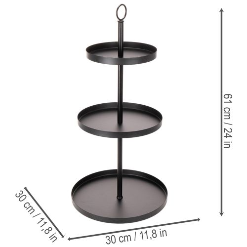 Trijų pakopų metalinis apvalus serviravimo stovas, skirtas daugiapakopiam stalo papuošimui, 61 cm | Floristik24.lt