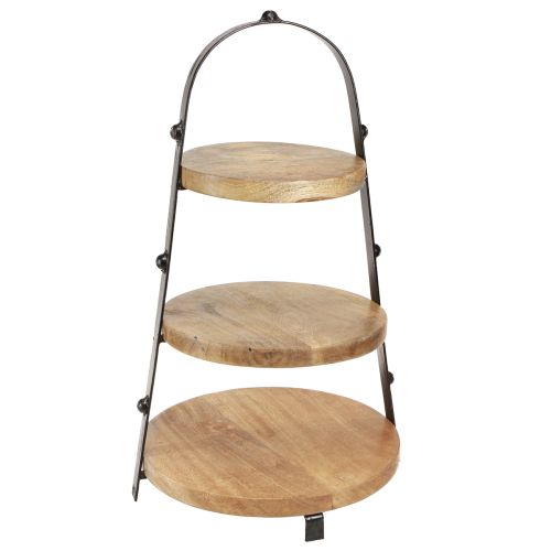 Floristik24 3 pakopų medinė apdaila natūrali juoda Ø30cm H52cm
