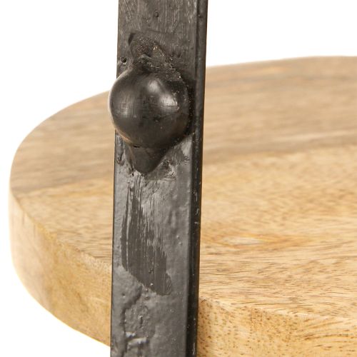 daiktų Tortų stovas medinis metalas natūraliai juodas 2 pakopų Ø25,5cm H38cm