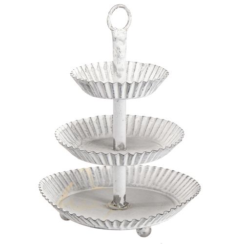 Floristik24 Metalinis 3 pakopų padėklas, baltas H23 cm