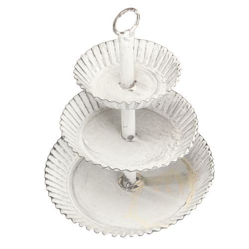 Floristik24 Metalinis 3 pakopų padėklas, baltas H23 cm