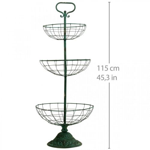 Floristik24 Tortų stovas metalinis XXL, tortų stovas Vintage žalias H115cm Ø35/30/25,5cm