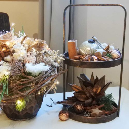 Floristik24 Tortų stovas vintažinis dekoratyvinis padėklas stalo lentyna metalinė H53cm Ø28cm