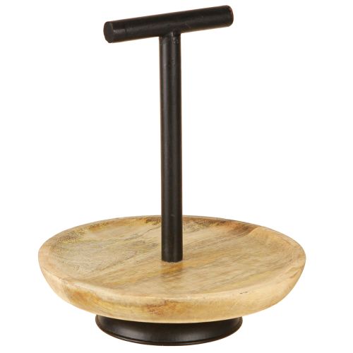 daiktų Etagere vienpakopė metalinė medinė lėkštė natūrali juoda 24cm